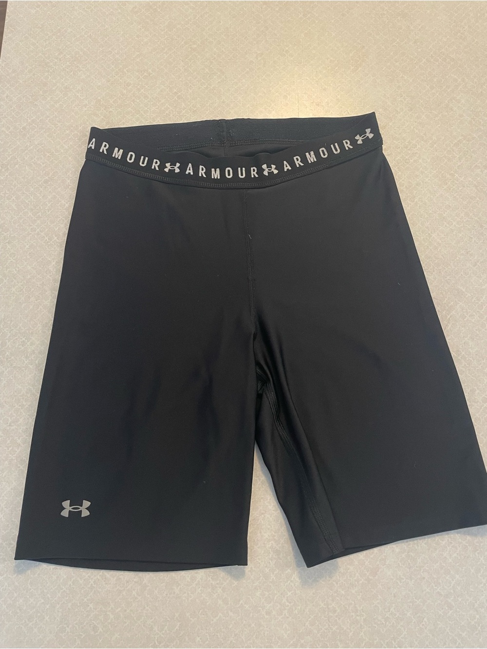 Under Armour Black Athletic Compression Bike Shorts with Logo Waistband